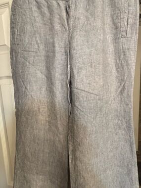 Banana Republic Wide Leg Linen-Blend Pants in Light Blue Gray